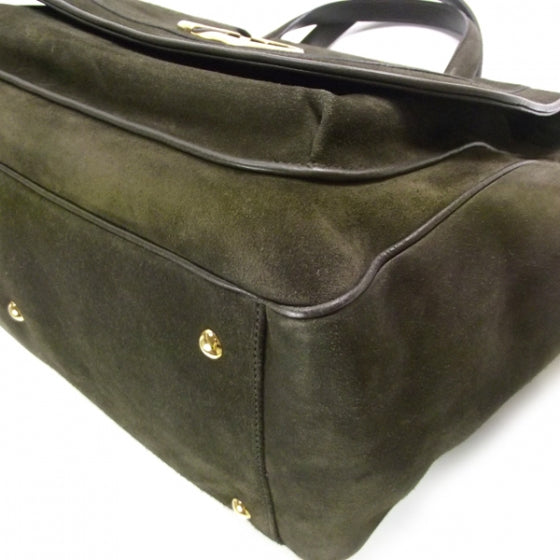 Gucci Suede Medium 1973 Top Handle Satchel Olive 5 of 11