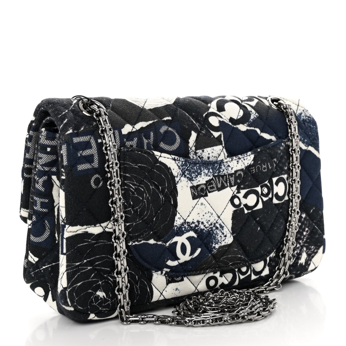 Jersey Quilted Camellia 2.55 Reissue 225 Flap Navy Blue