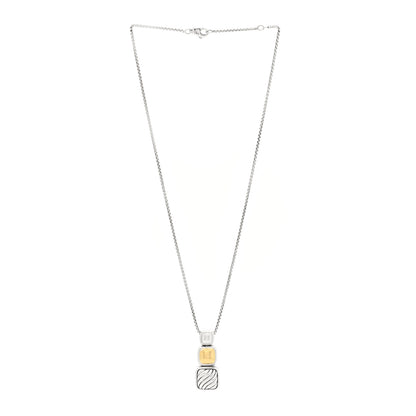 David Yurman Sterling Silver 18K Yellow Gold Chiclet Triple Drop Necklace 3 of 5