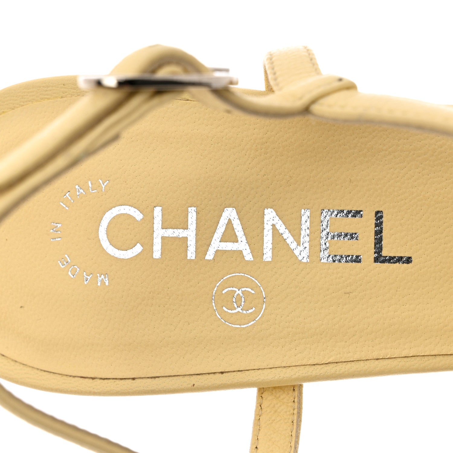 Chanel Lambskin Pearl Sandals 41 Yellow 7 of 9