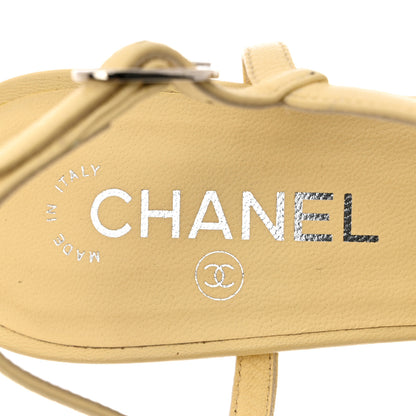 Chanel Lambskin Pearl Sandals 41 Yellow 7 of 9
