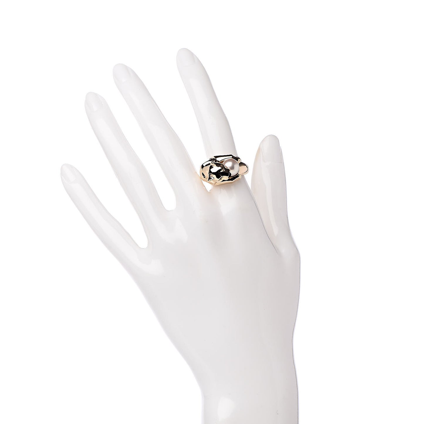 18K Yellow Gold Pearl Black Onyx Emerald Panthere De Ring 51 5.75