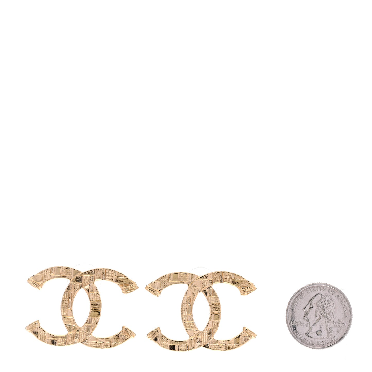 Metal Textured CC Earrings Gold