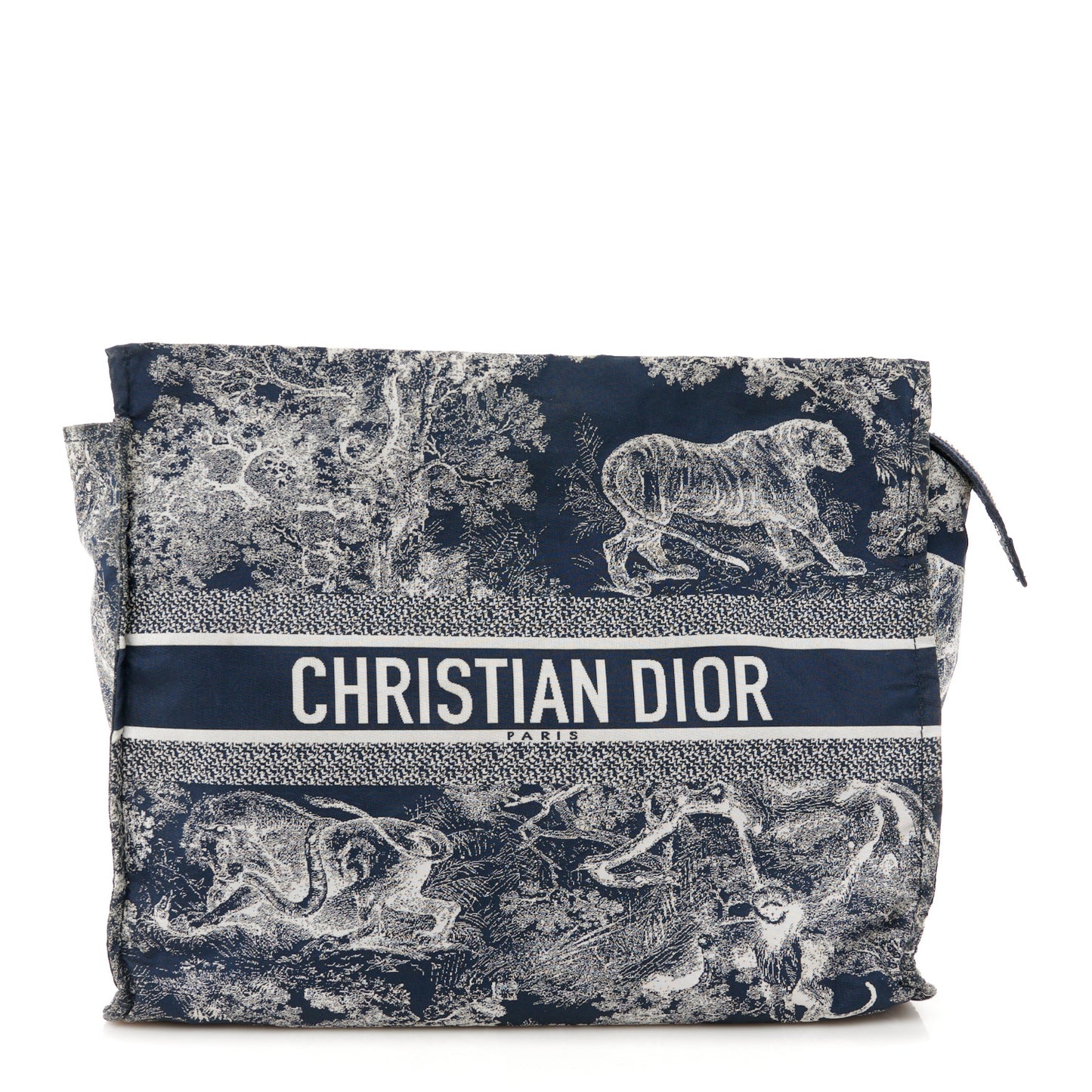 Technical Fabric Toile De Jouy Reverse Diortravel Zipped Pouch Blue Multicolor