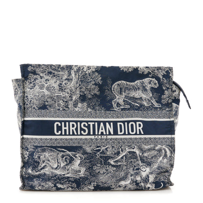 Christian Dior Technical Fabric Toile De Jouy Reverse Diortravel Zipped Pouch Blue Multicolor 1 of 10