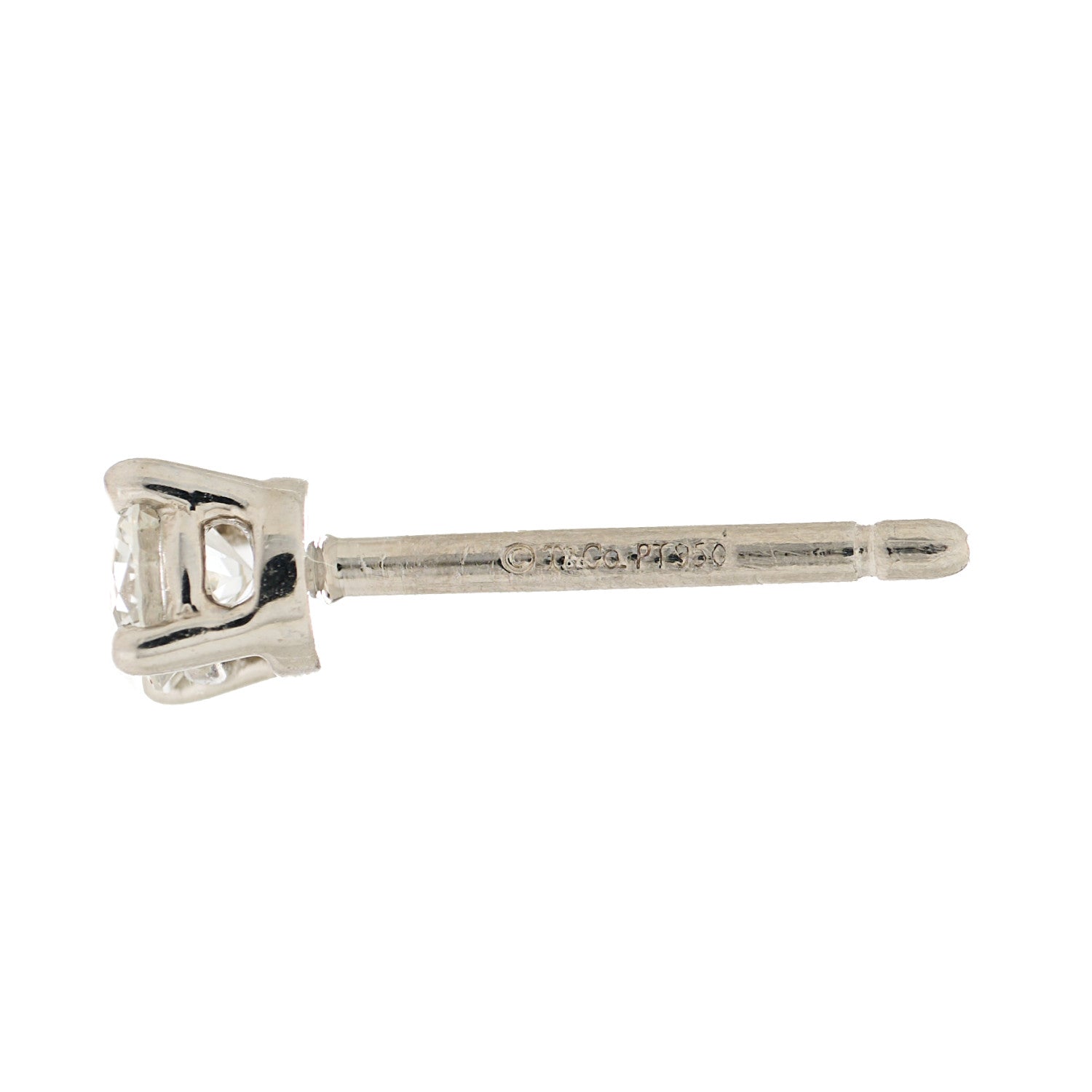 Tiffany Platinum Diamond .22ctw Solitaire Earrings 3 of 4