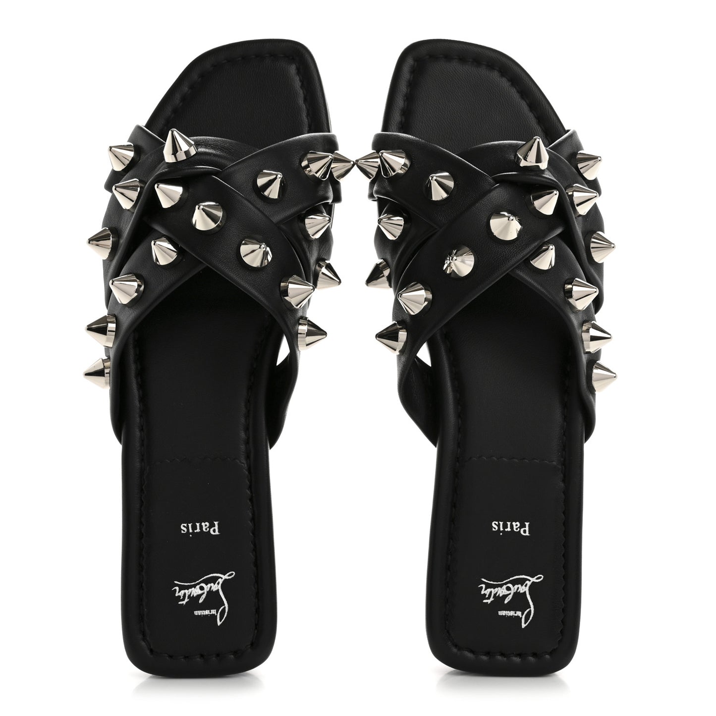 Calfskin Miss Spika Club Sandals 40.5 Black