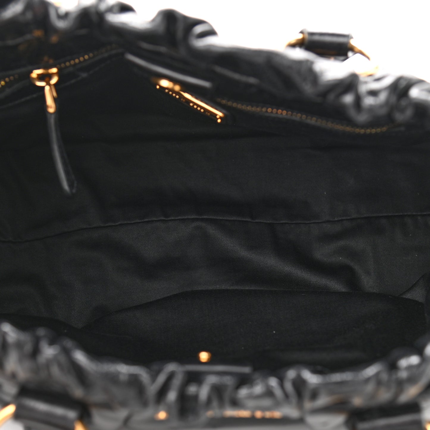 Vitello Lux Gathered Tote Black