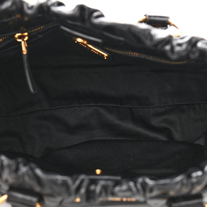 Miu Miu Vitello Lux Gathered Tote Black 4 of 11