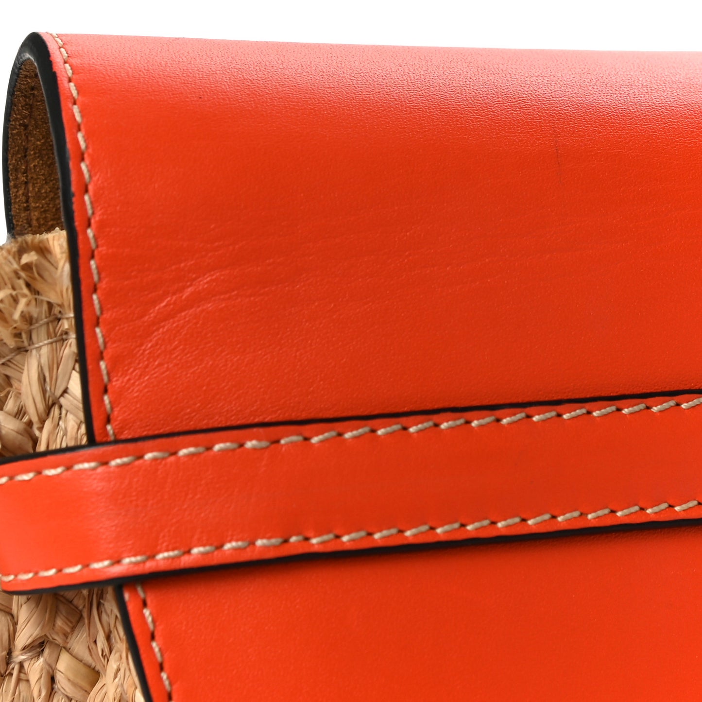 Calfskin Raffia Mini Gate Crossbody Bag Light Natural Orange