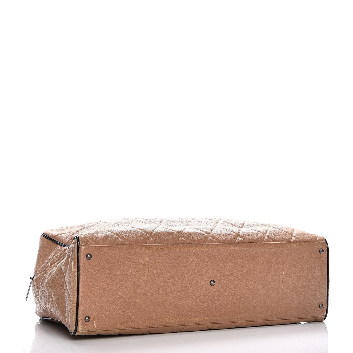 Chanel Caviar Patent Quilted Large Bowler Bag Beige Black 4 of 27