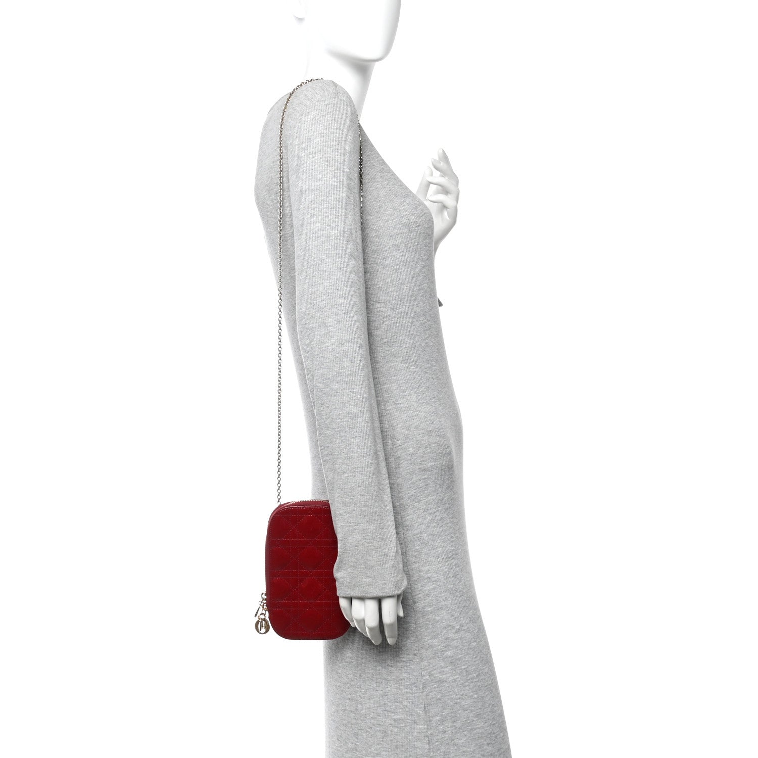 Christian Dior Patent Cannage Lady Dior Phone Holder Red 2 of 11