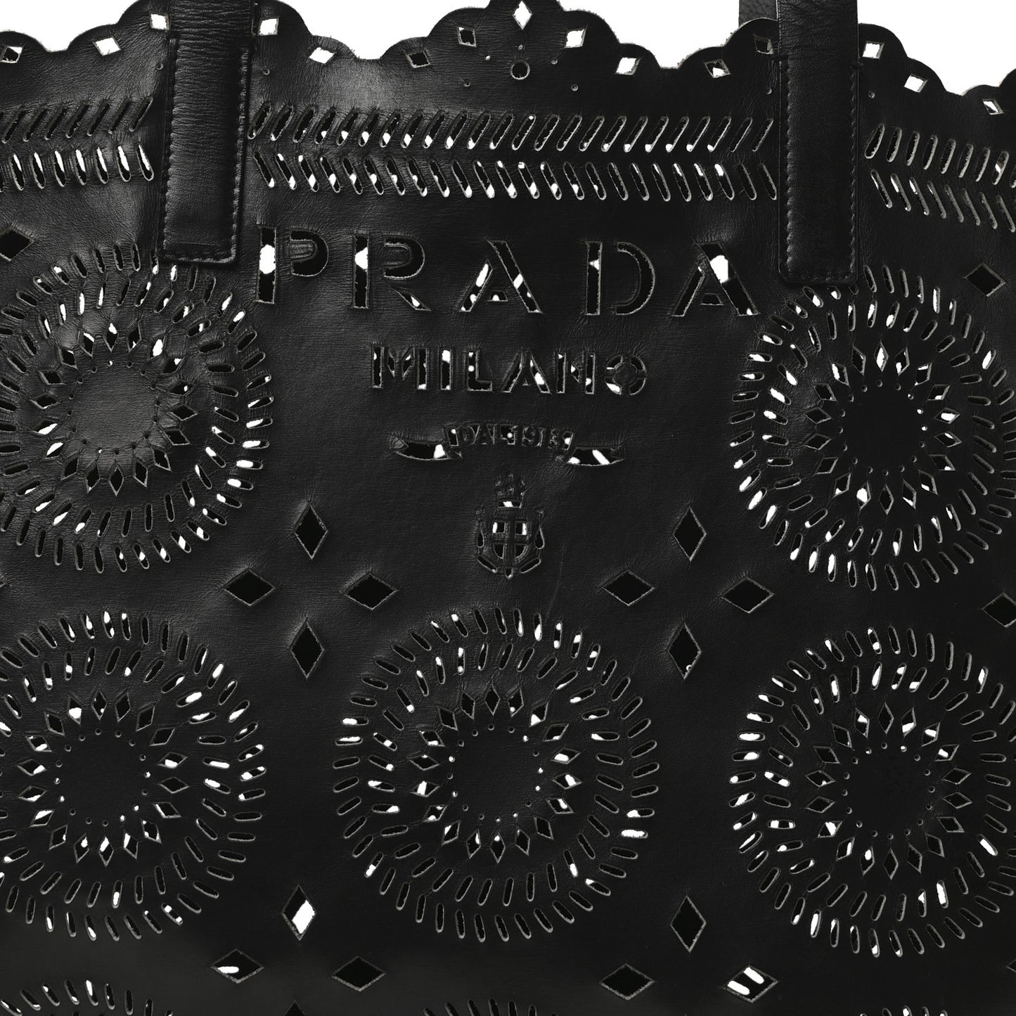 City Calf Laser Cut Tote Black
