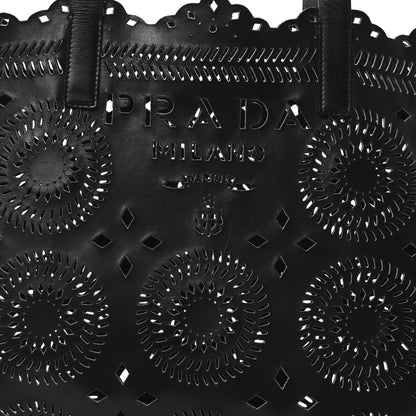 Prada City Calf Laser Cut Tote Black 6 of 8