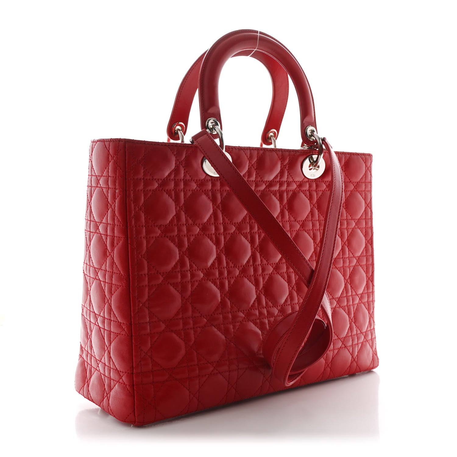 Christian Dior Lambskin Cannage Large Lady Dior Red 3 of 10