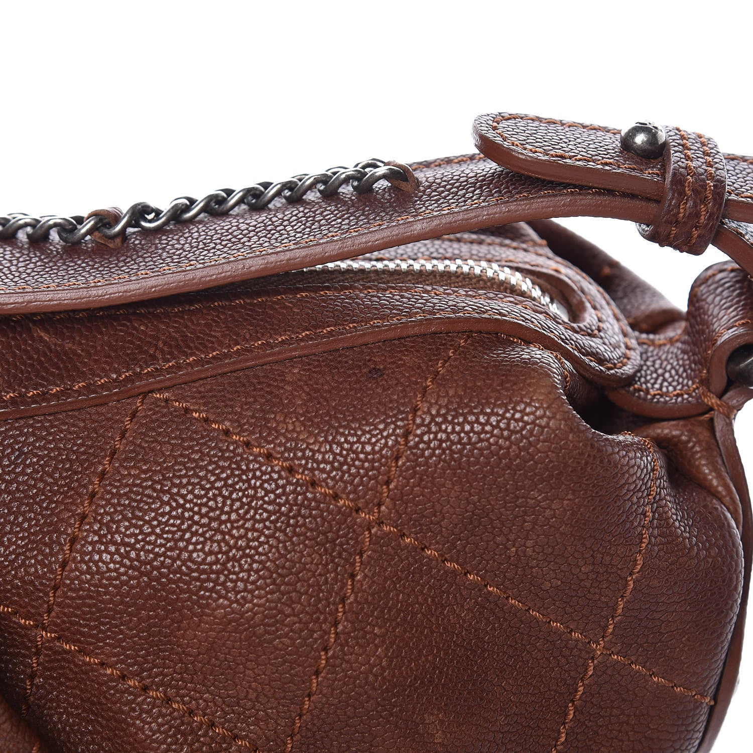 Chanel Distressed Caviar Outdoor Ligne Hobo Brown 10 of 18