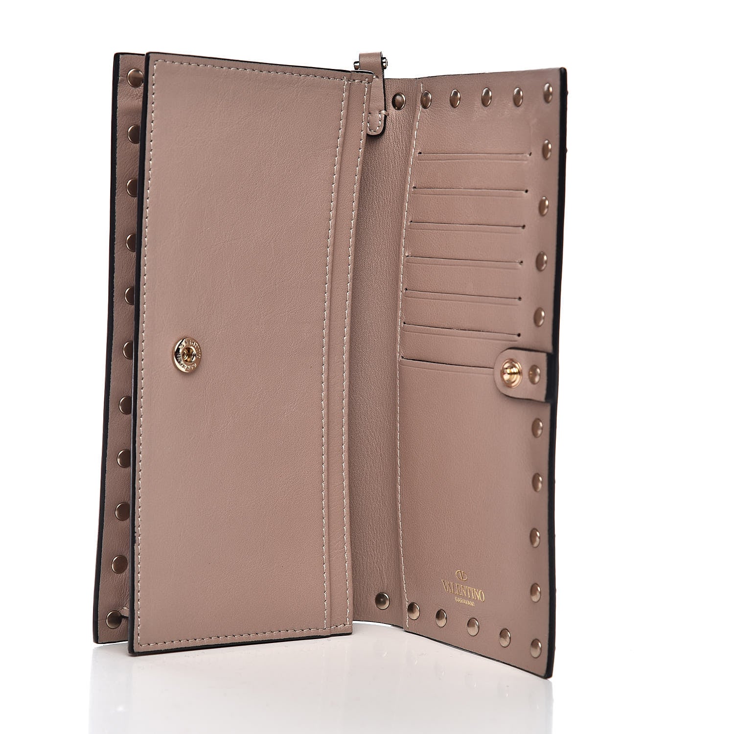 Valentino Garavani Calfskin Rockstud Wristlet Wallet Poudre 5 of 9