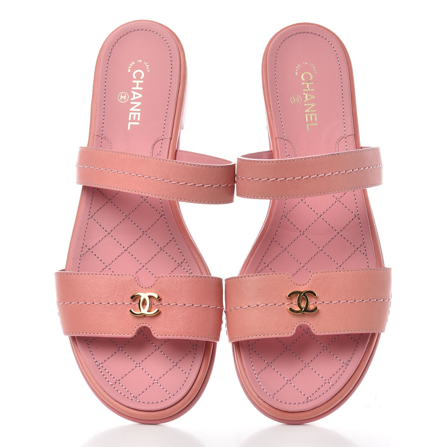 Chanel Calfskin CC Mule Sandals 38.5 Pink 5 of 10