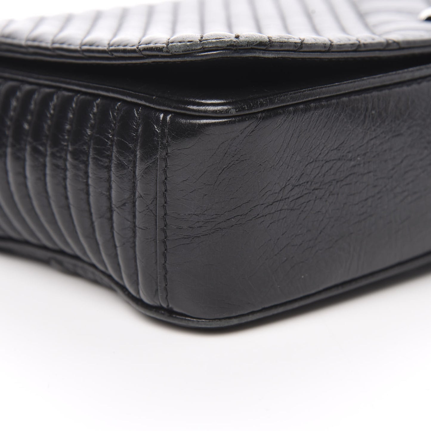 Glazed Calfskin Quilted Medium Coco Boy Flap Black