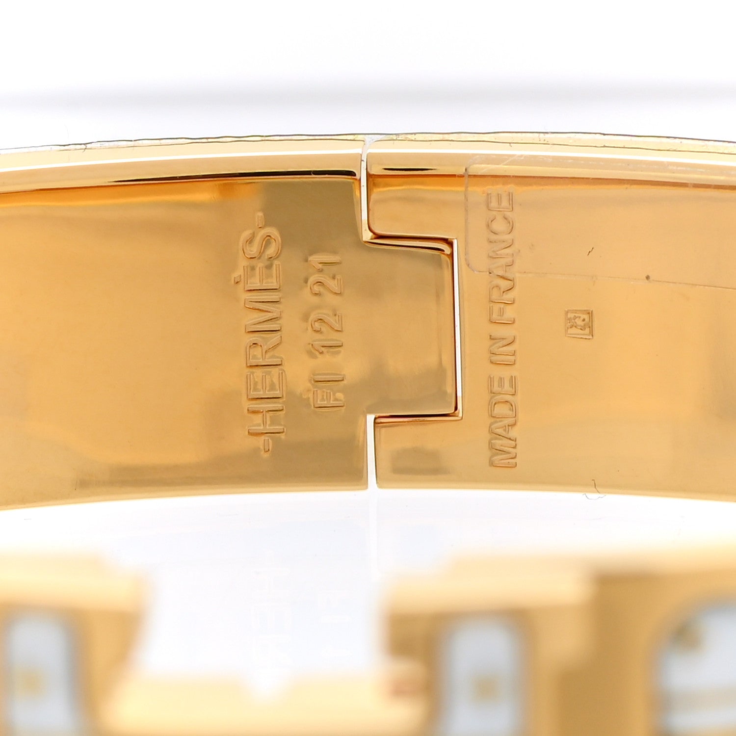 Hermes Enamel Printed Quadrige Au Fil Narrow Clic Clac H Bracelet PM Or White 4 of 5