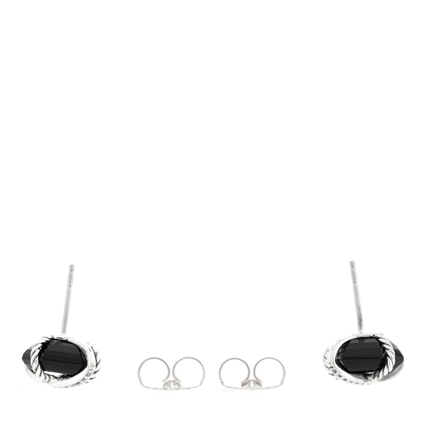 Sterling Silver Diamond Black Onyx 11mm Cable Wrap Earrings