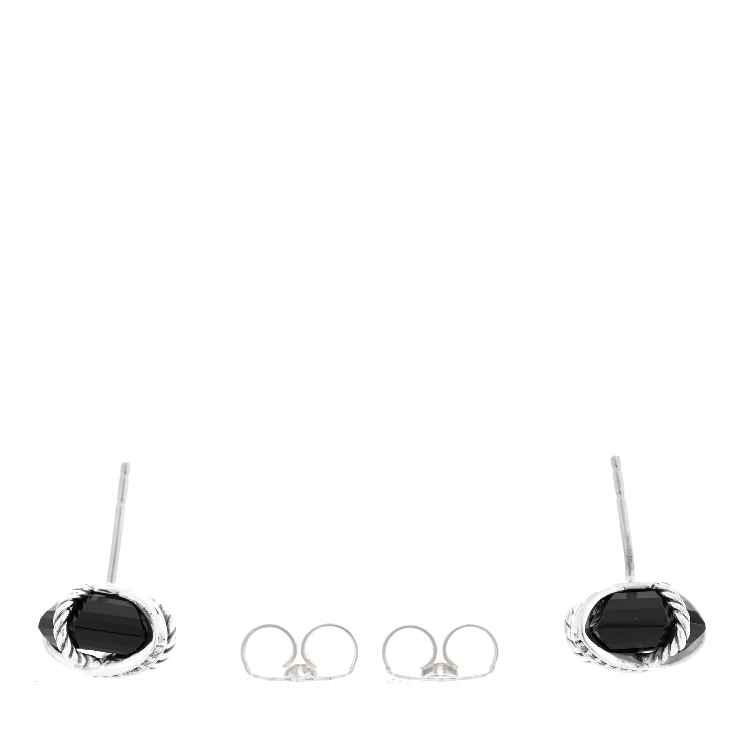 David Yurman Sterling Silver Diamond Black Onyx 11mm Cable Wrap Earrings 3 of 3