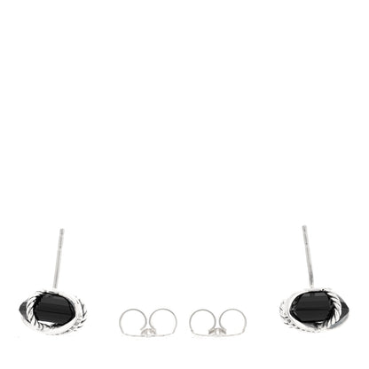 David Yurman Sterling Silver Diamond Black Onyx 11mm Cable Wrap Earrings 3 of 3