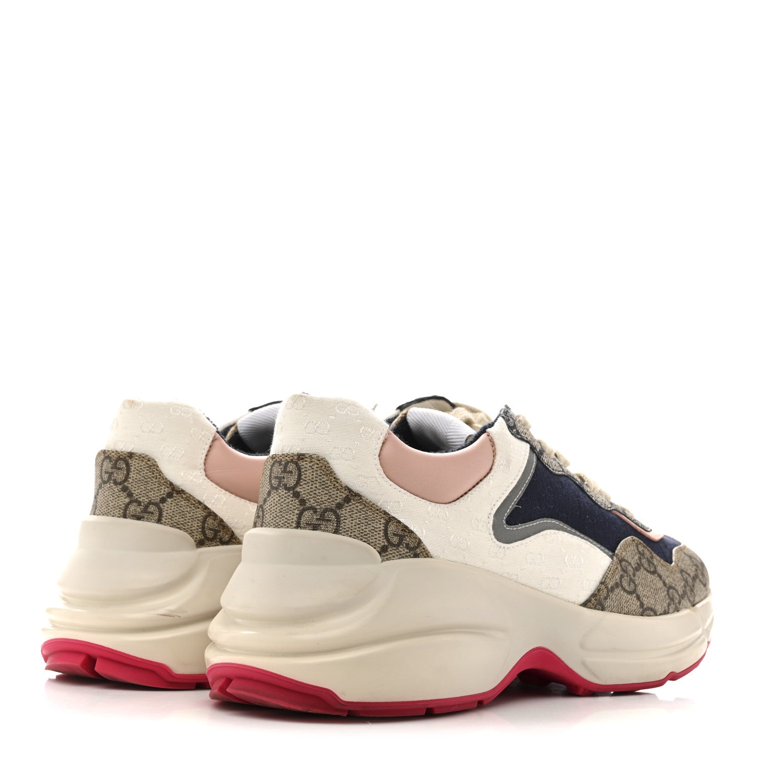 Gucci GG Supreme Monogram Mix Monogram Womens Rhyton Sneakers 37.5 London Blue Beige Pale Pink 5 of 12