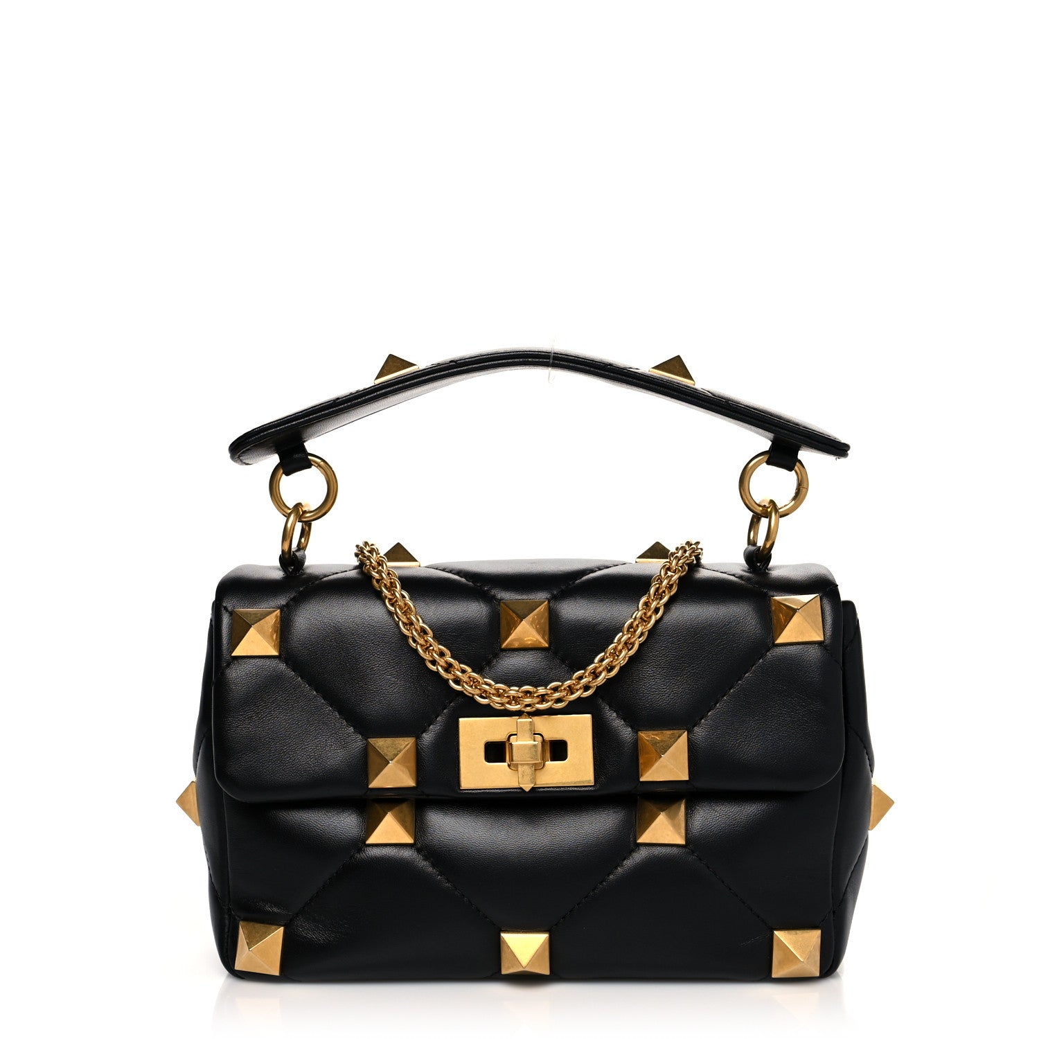 Valentino Garavani Nappa Medium Roman Stud Shoulder Bag Black 1 of 9