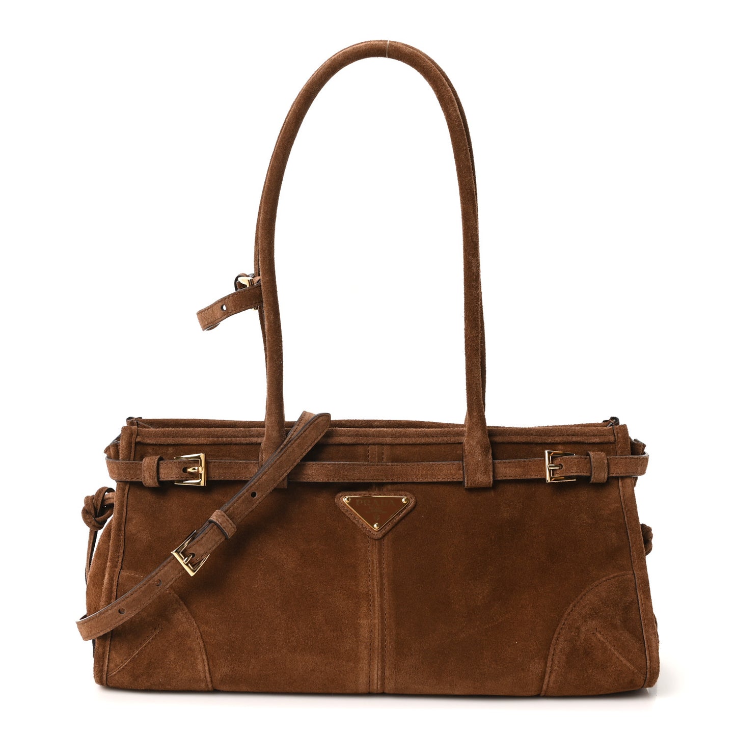 Suede Triangle Medium Bonnie Shoulder Bag Cacao