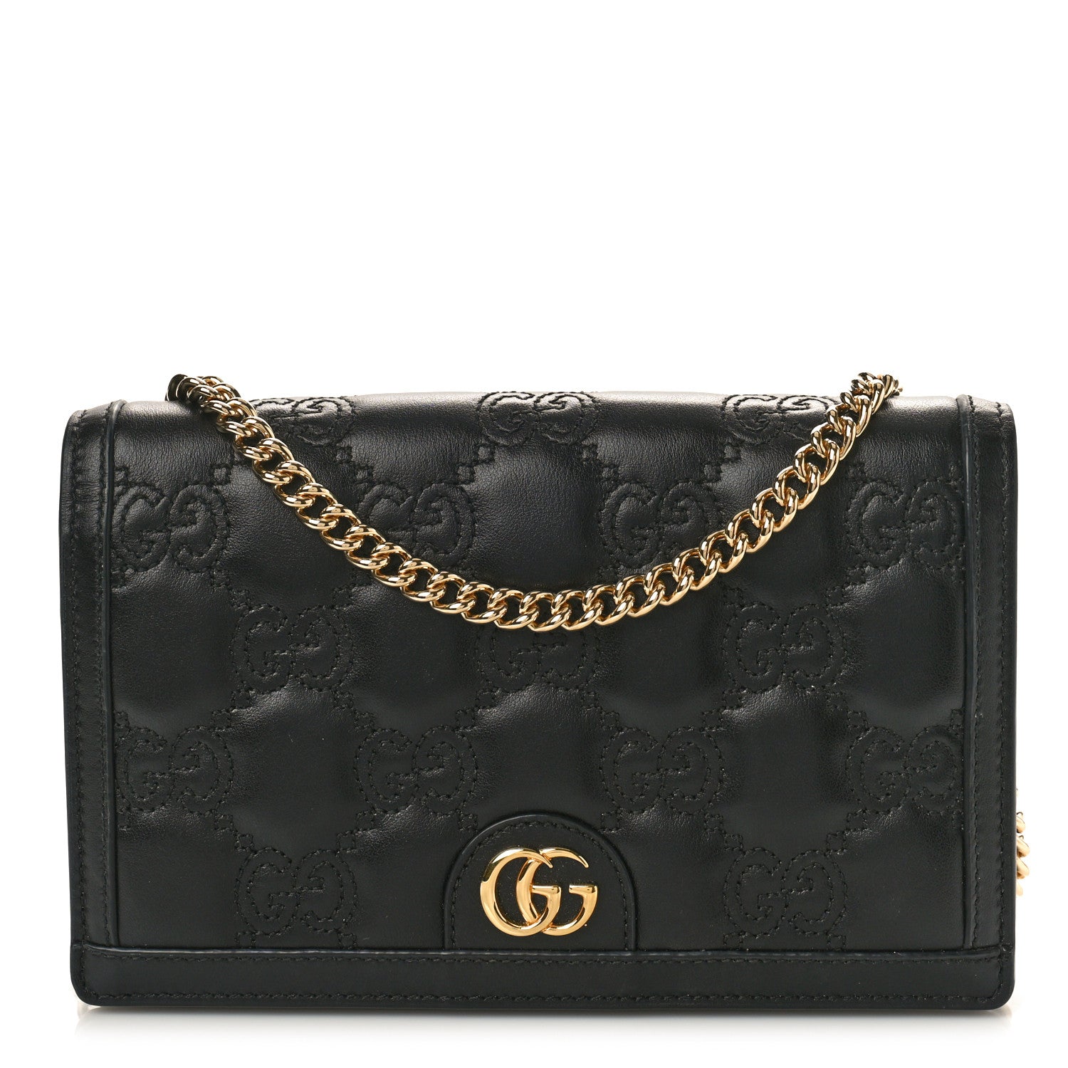 Gucci Calfskin GG Matelasse Chain Wallet Black 1 of 10