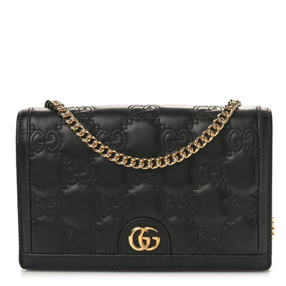Gucci Calfskin GG Matelasse Chain Wallet Black 1 of 10
