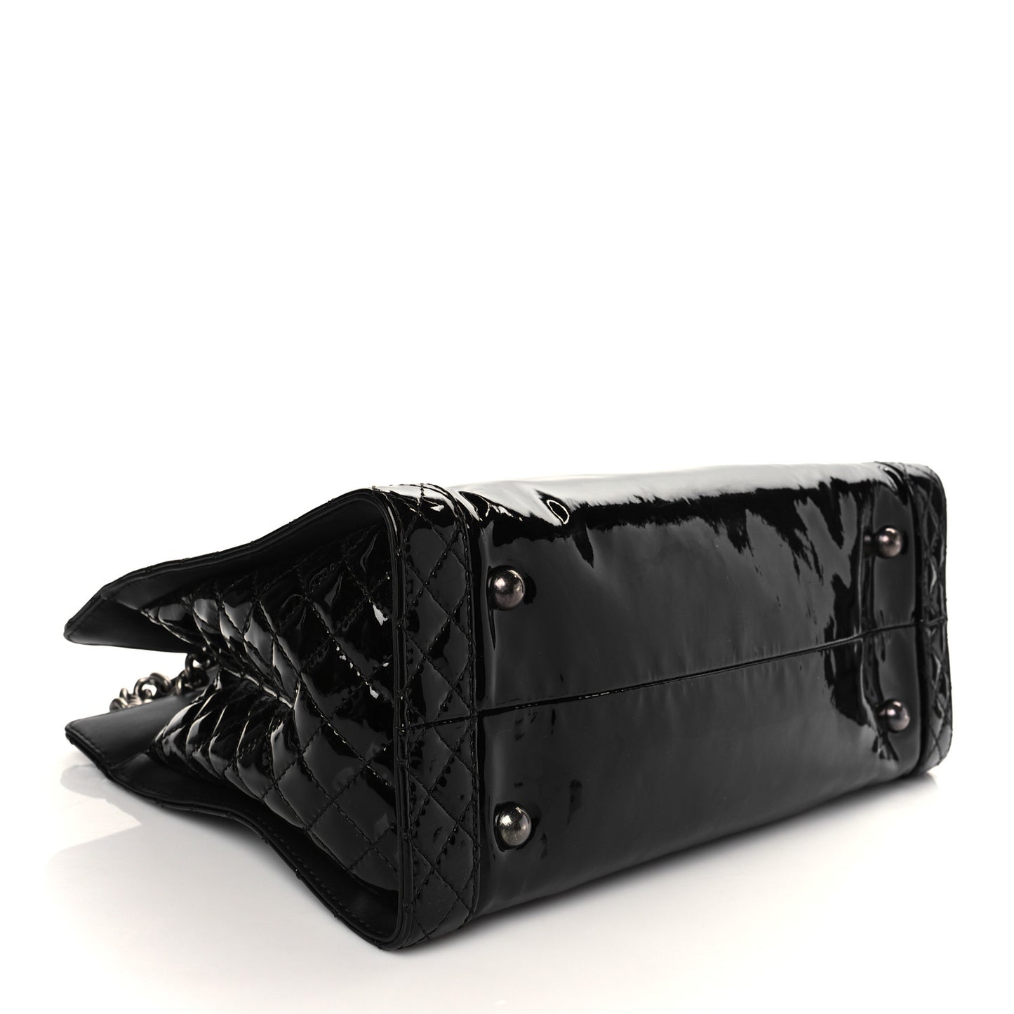 Patent Quilted Reverso Boy Tote Black