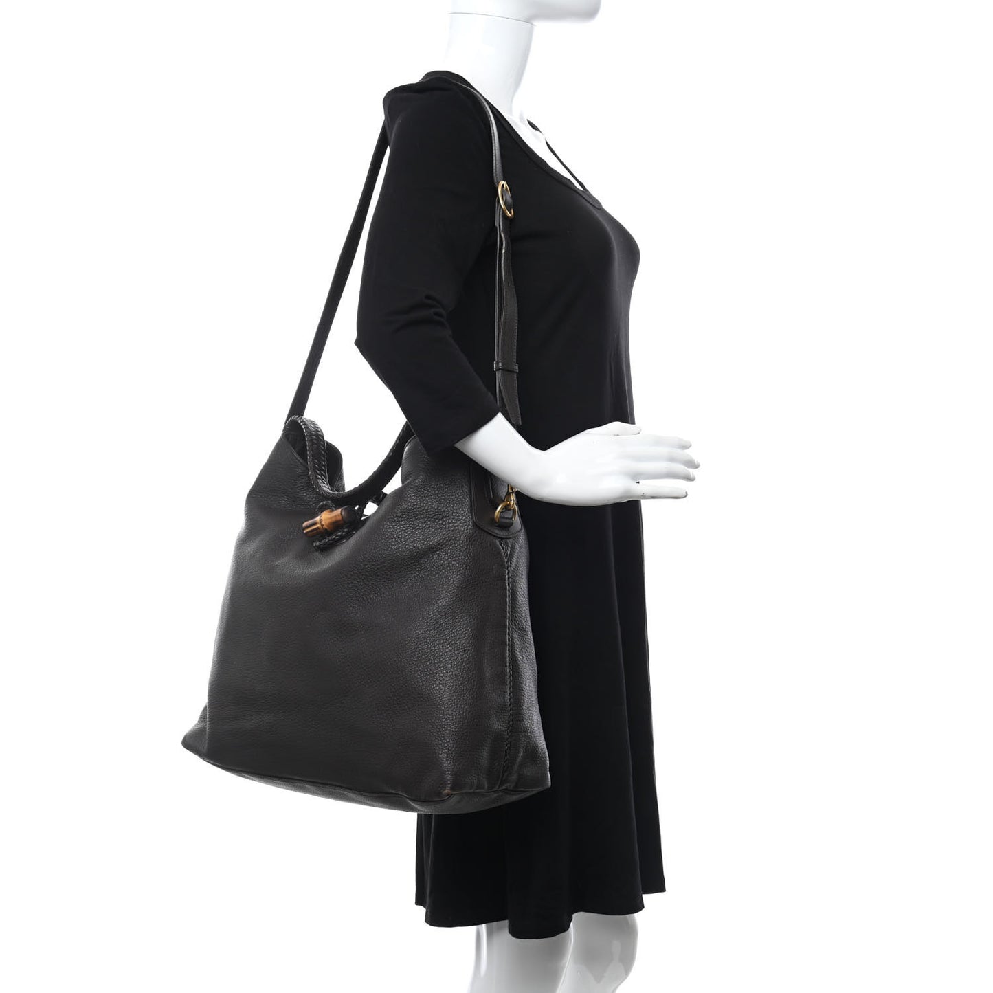 Deerskin Large Hip Bamboo Hobo Dark Cocoa