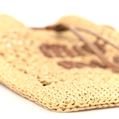 Miu Miu Raffia Crochet Drawstring Pouch Naturale Cognac 8 of 9