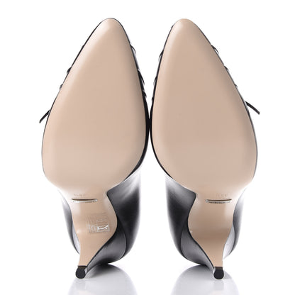 Gucci Nappa Bow High Heel Pumps 38.5 Black 5 of 10