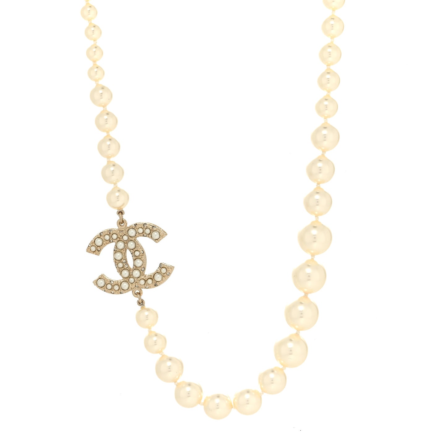 Pearl CC 100th Anniversary Necklace Light Gold