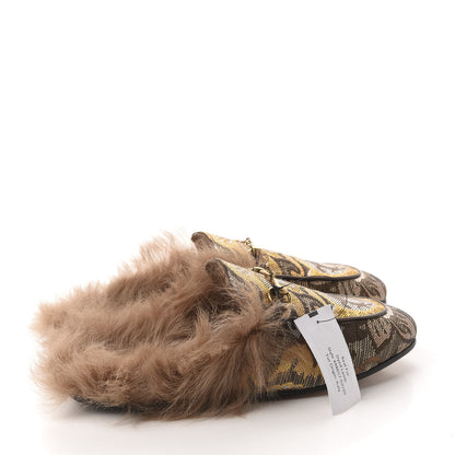 Gucci Brocade Fur Womens Princetown Slippers 39.5 4 of 9