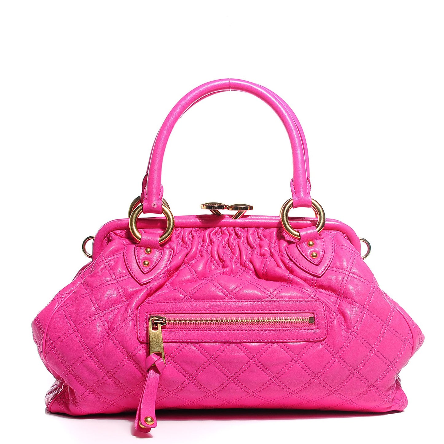 Calfskin Quilted Stam Fuchsia