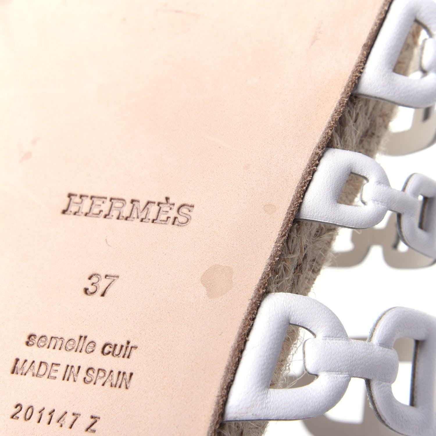 Hermes Nappa Ancone Espadrille Sandals 37 White Naturel 11 of 13