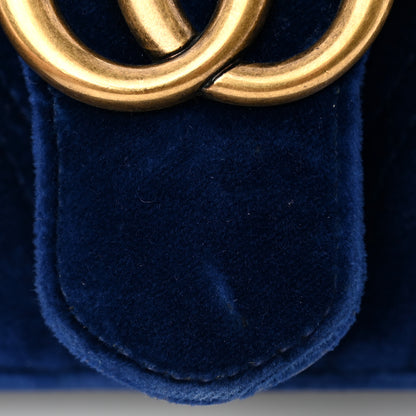 Gucci Velvet Matelasse Mini GG Marmont Shoulder Bag Cobalt Blue 14 of 14