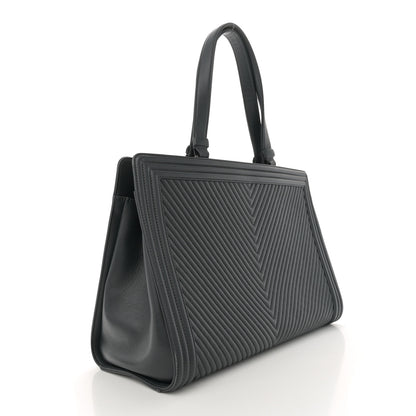 Chanel Calfskin Chevron Quilted Boy Shopping Tote Grey 3 of 12