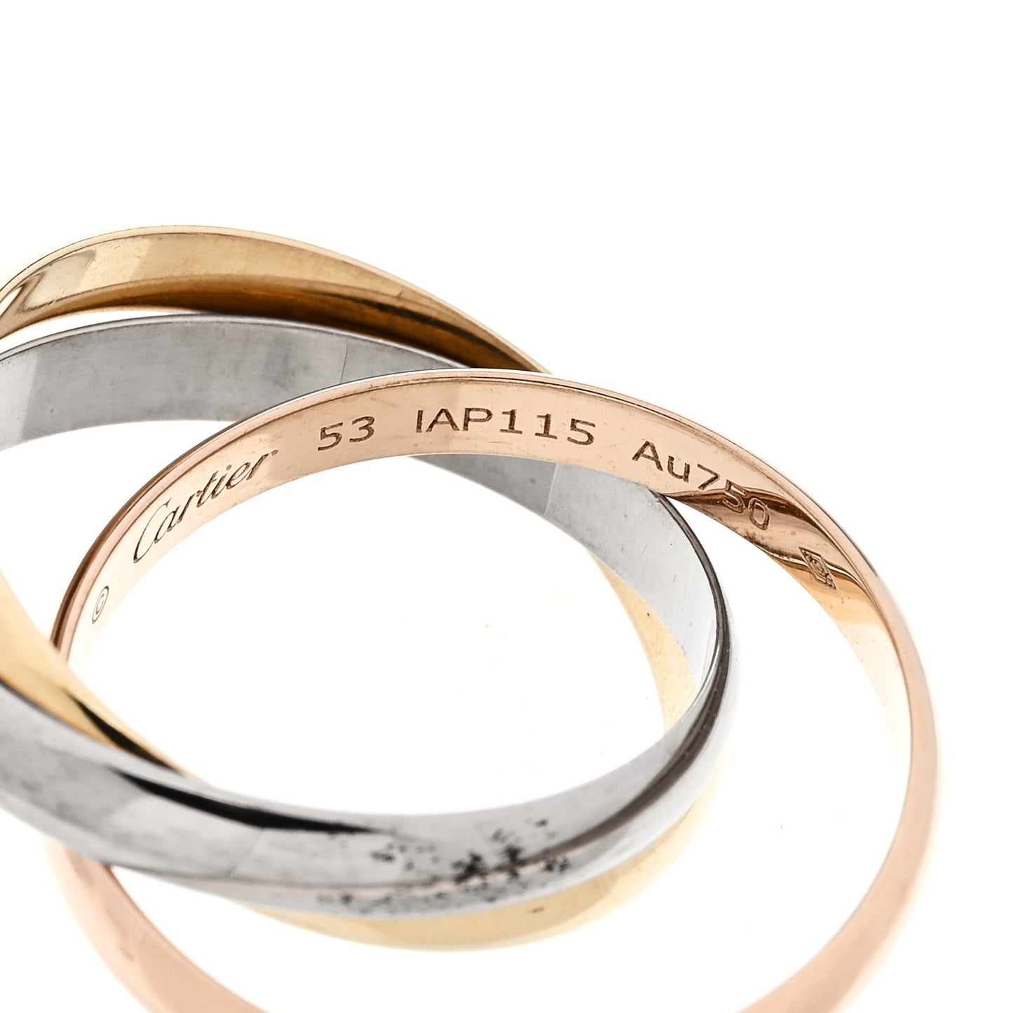 18K Pink Yellow White Gold Classic Trinity Ring 53 6.25