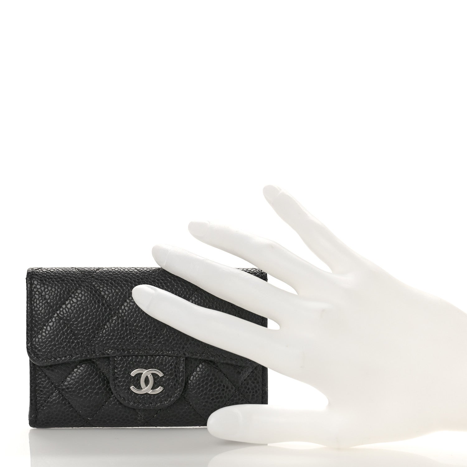 Chanel Caviar Quilted Flap Card Holder Wallet Black 2 of 9