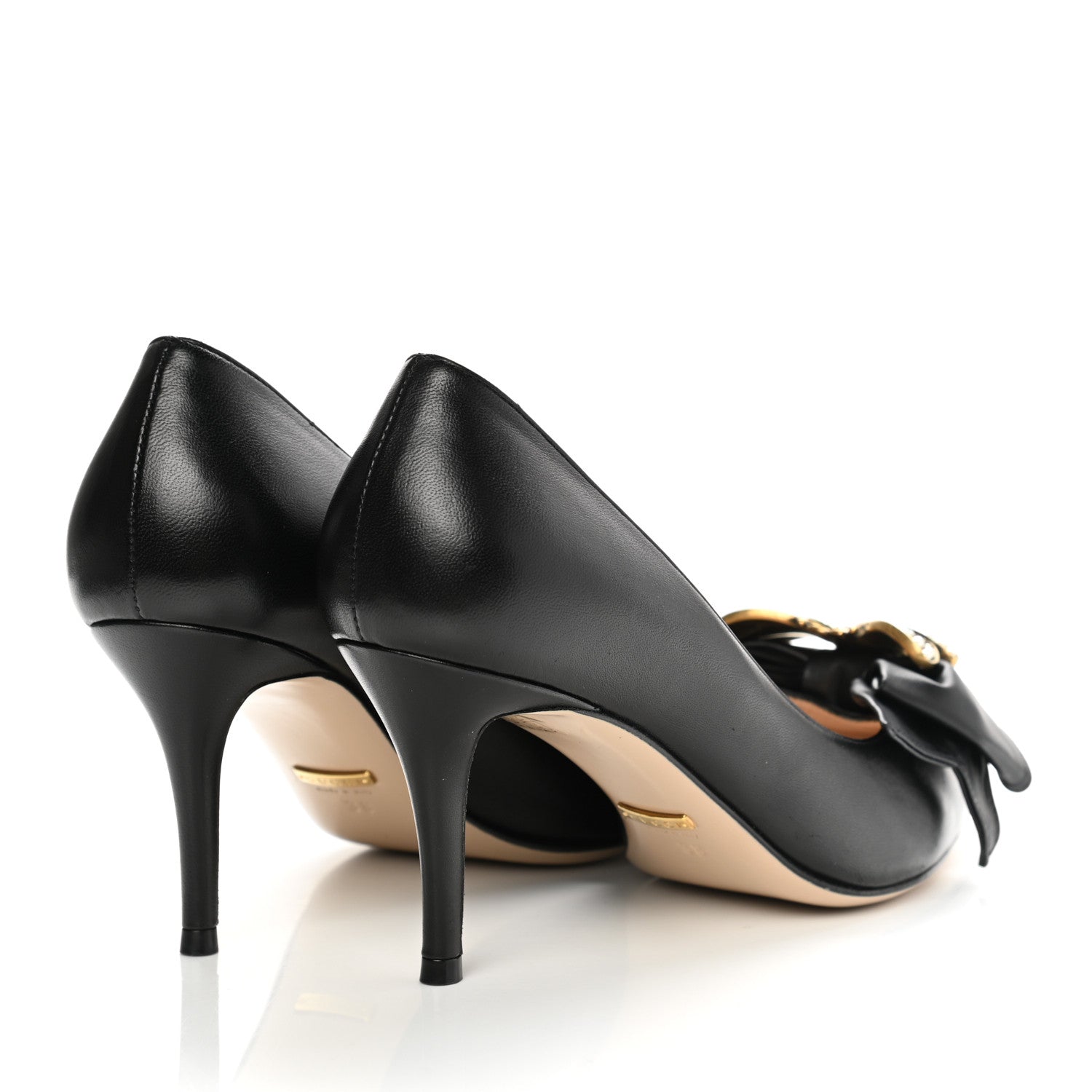 Gucci Nappa Queen Margaret Mid Heel Pumps 38 Black 4 of 11
