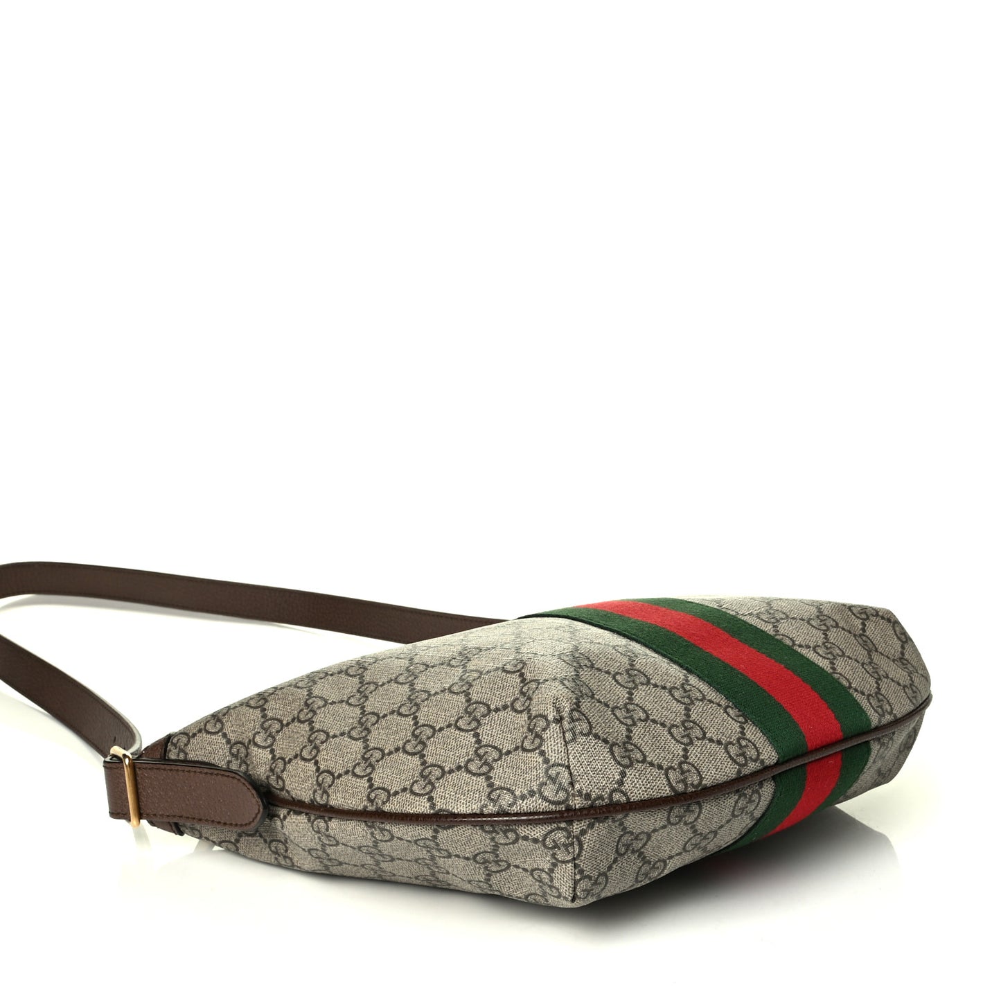 GG Supreme Monogram Web Small Ophidia Half Moon Hobo Brown