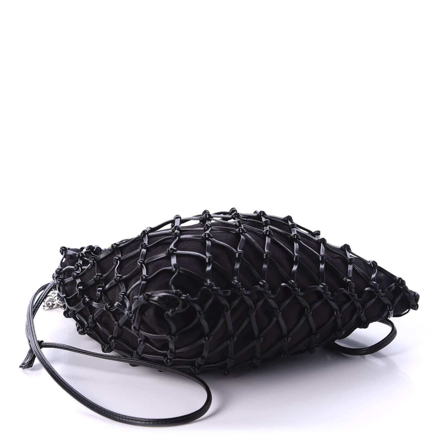 Prada Satin Net Chain Bag Black 4 of 9