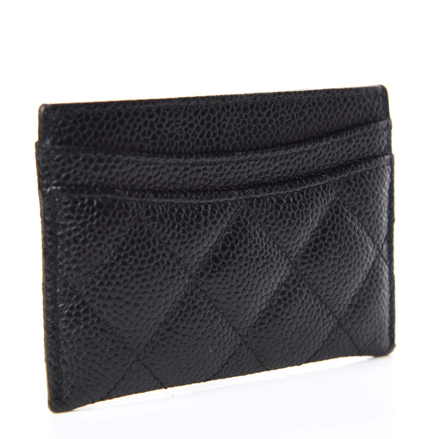 Caviar Quilted Card Holder Black