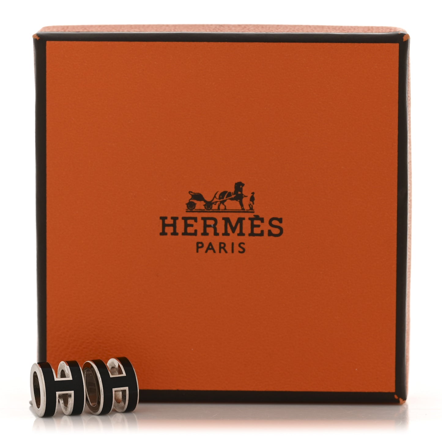 Palladium Lacquered Mini Pop H Earrings Black
