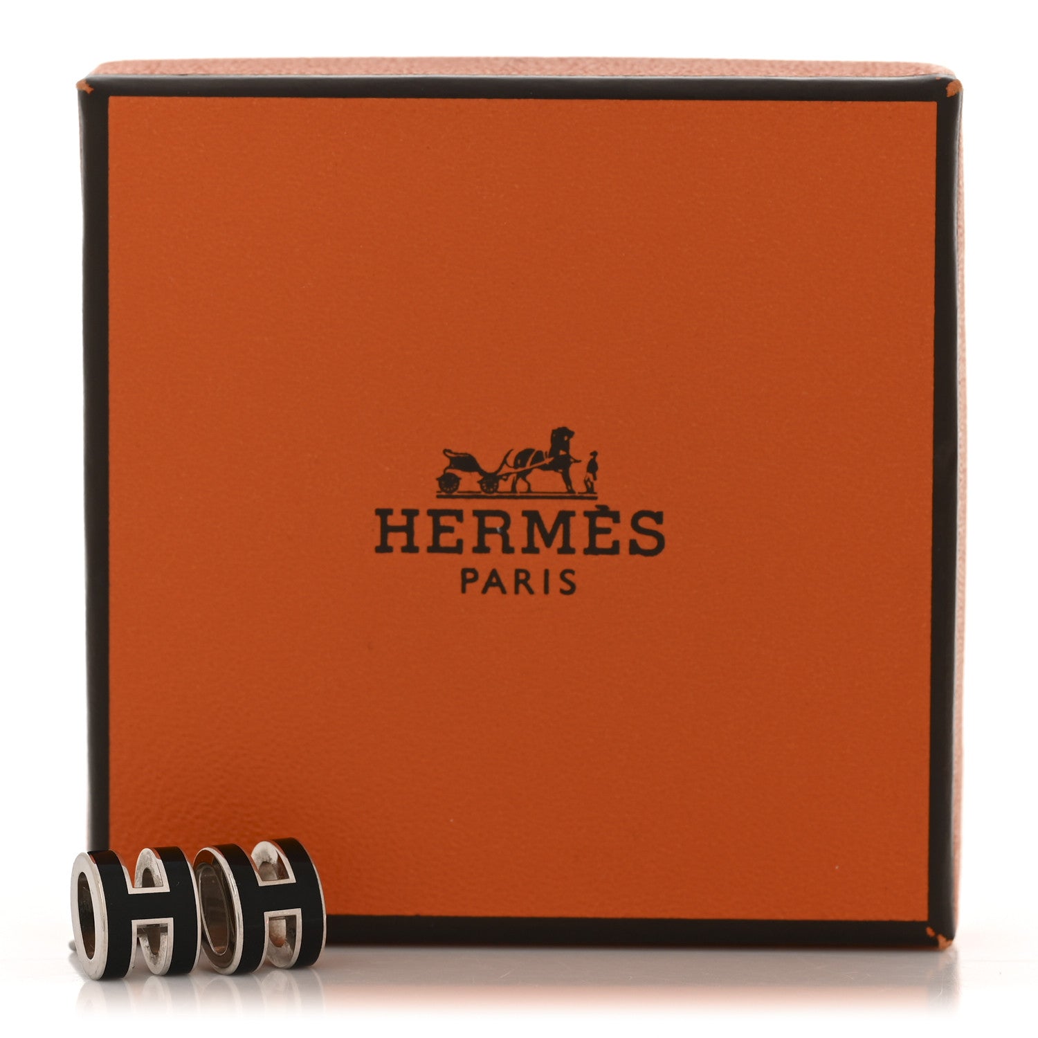 Hermes Palladium Lacquered Mini Pop H Earrings Black 7 of 7